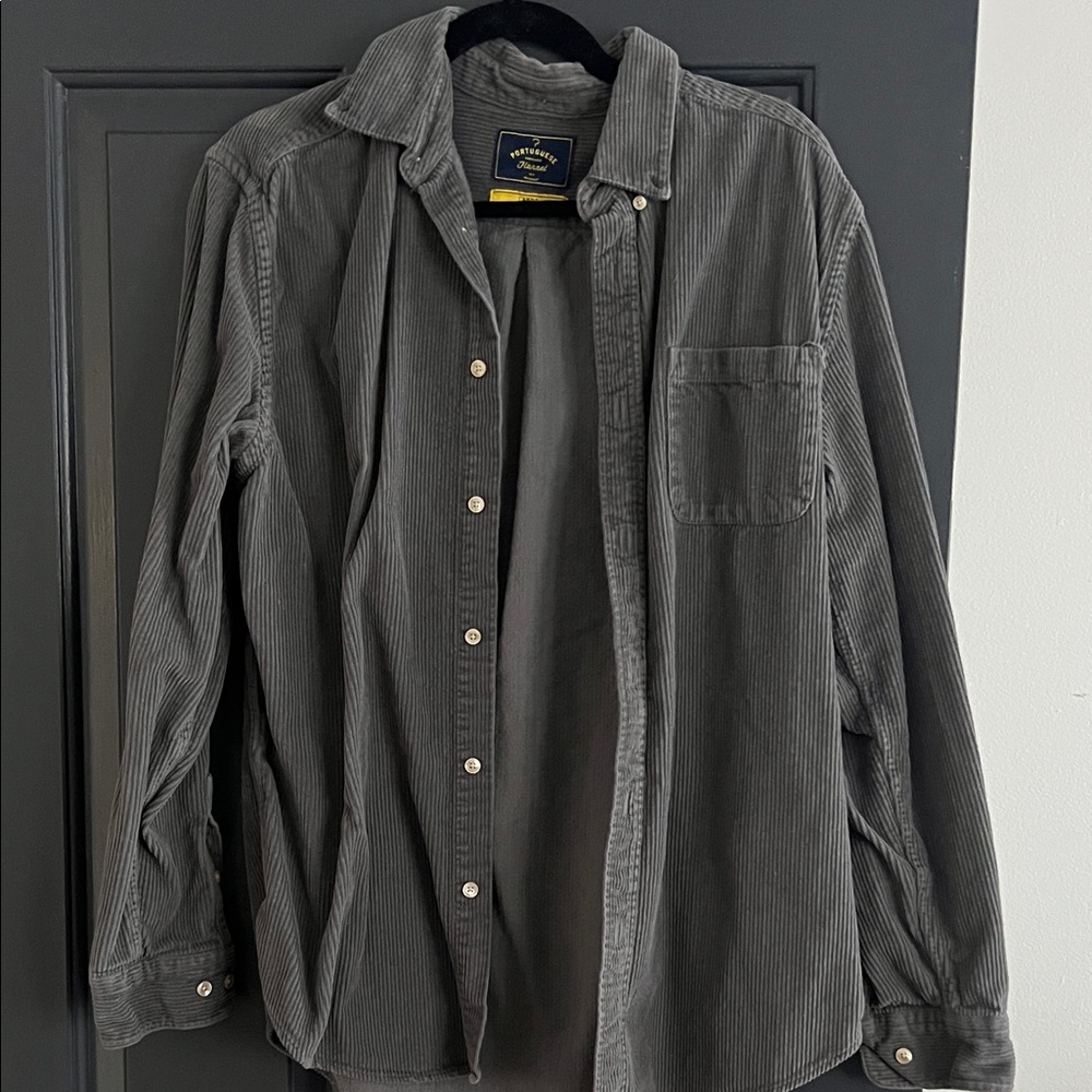 Portuguese flannel  Charcoal Corduroy Button-Down Shirt